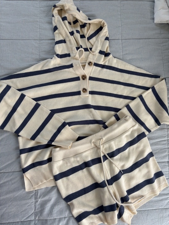 Thread & Supply Sweaters - Thread & Supply Cream and Navy Striped Knit Lounge Set